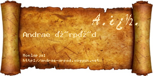 Andrae Árpád névjegykártya
